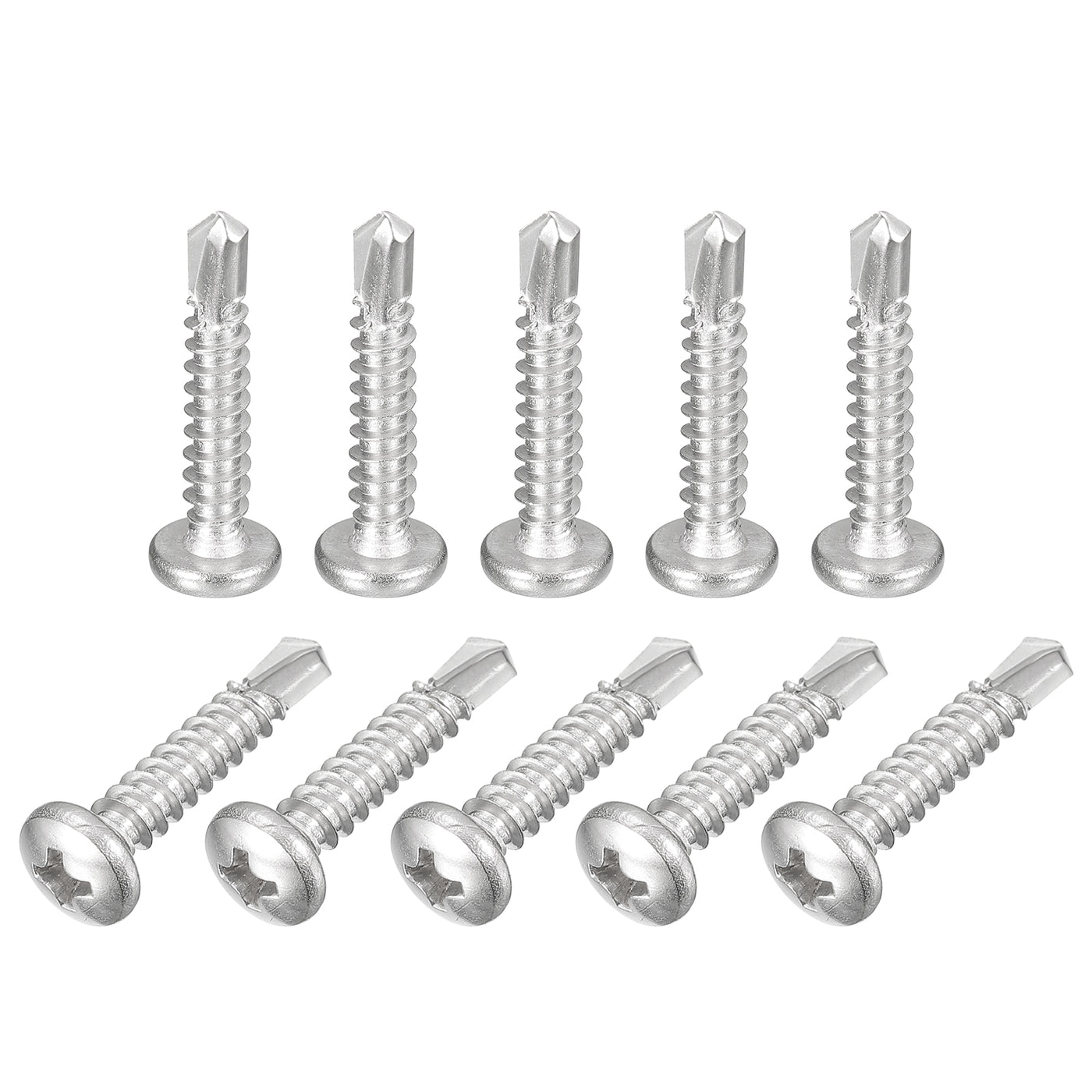uxcell Uxcell #10 x 1" Self Drilling Screws, 50pcs Phillips Pan Head Self Tapping Screws