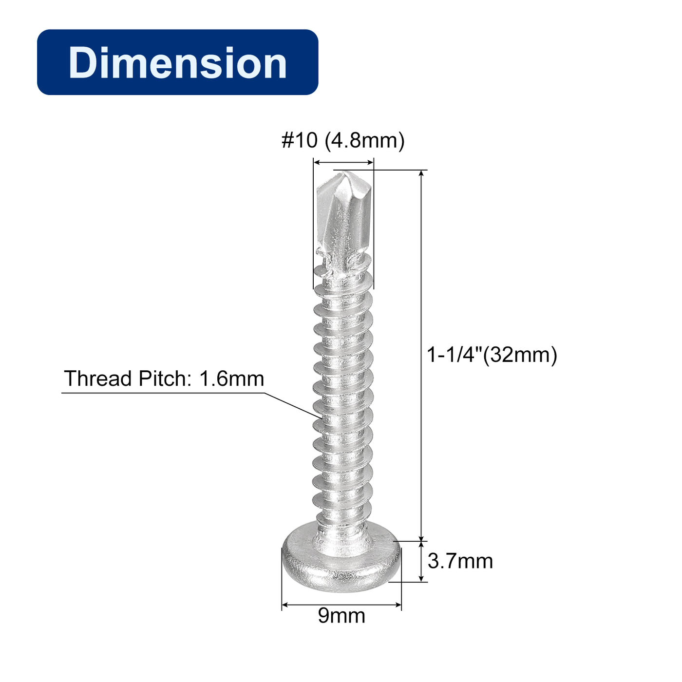 uxcell Uxcell #10 x 1-1/4" Self Drilling Screws, 10pcs Phillips Pan Head Self Tapping Screws