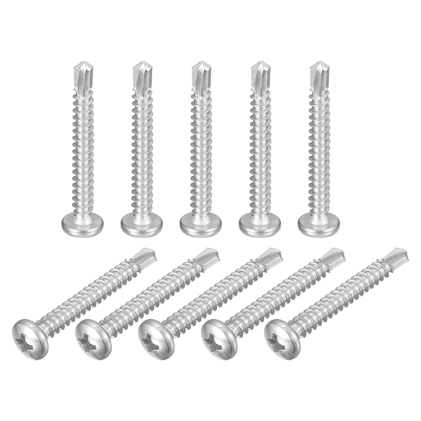 uxcell Uxcell #10 x 1-1/2" Self Drilling Screws, 20pcs Phillips Pan Head Self Tapping Screws