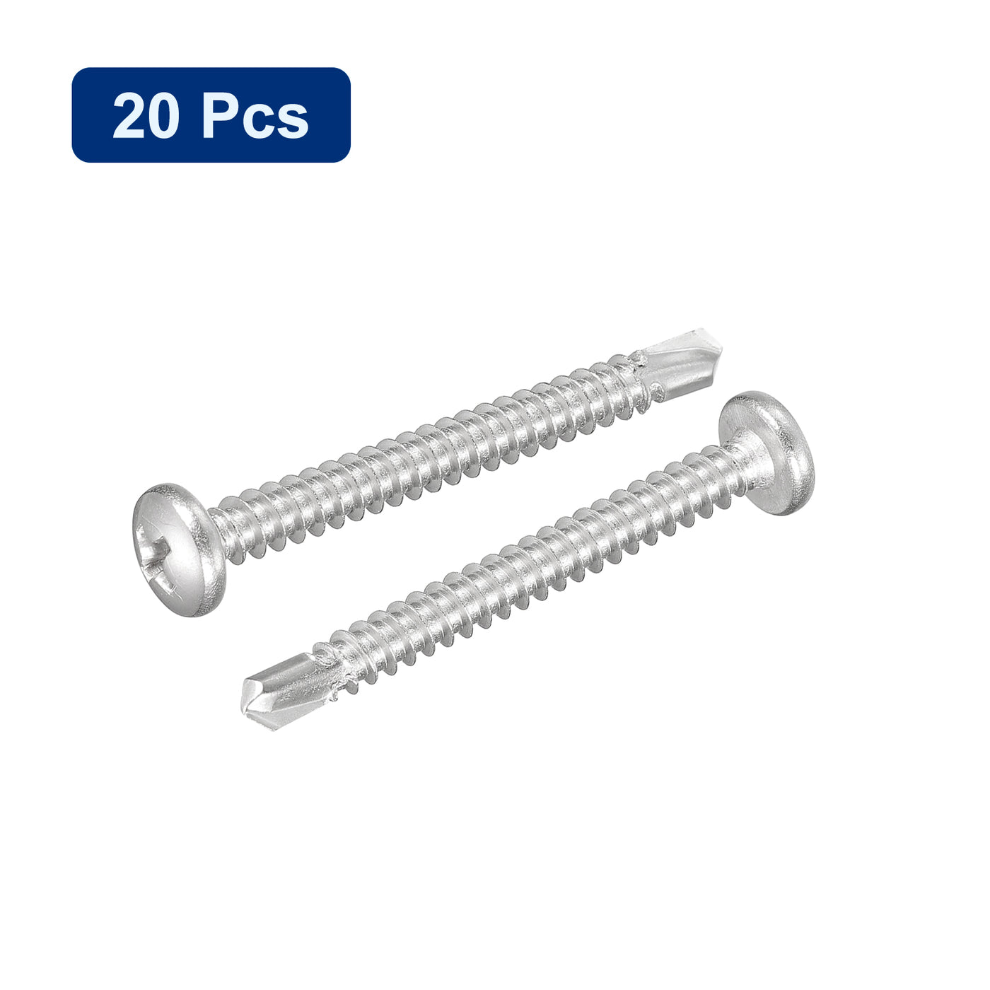 uxcell Uxcell #10 x 1-3/4" Self Drilling Screws, 20pcs Phillips Pan Head Self Tapping Screws
