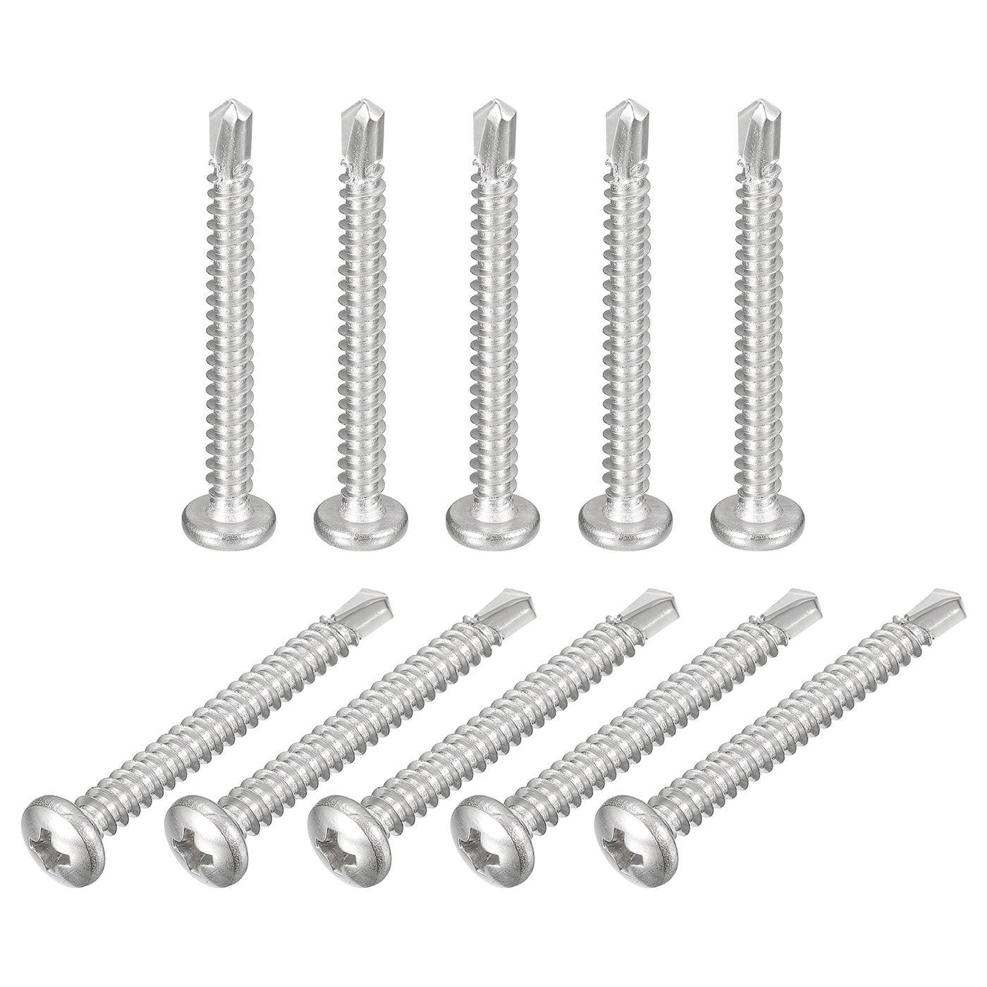 uxcell Uxcell #10 x 1-3/4" Self Drilling Screws, 20pcs Phillips Pan Head Self Tapping Screws