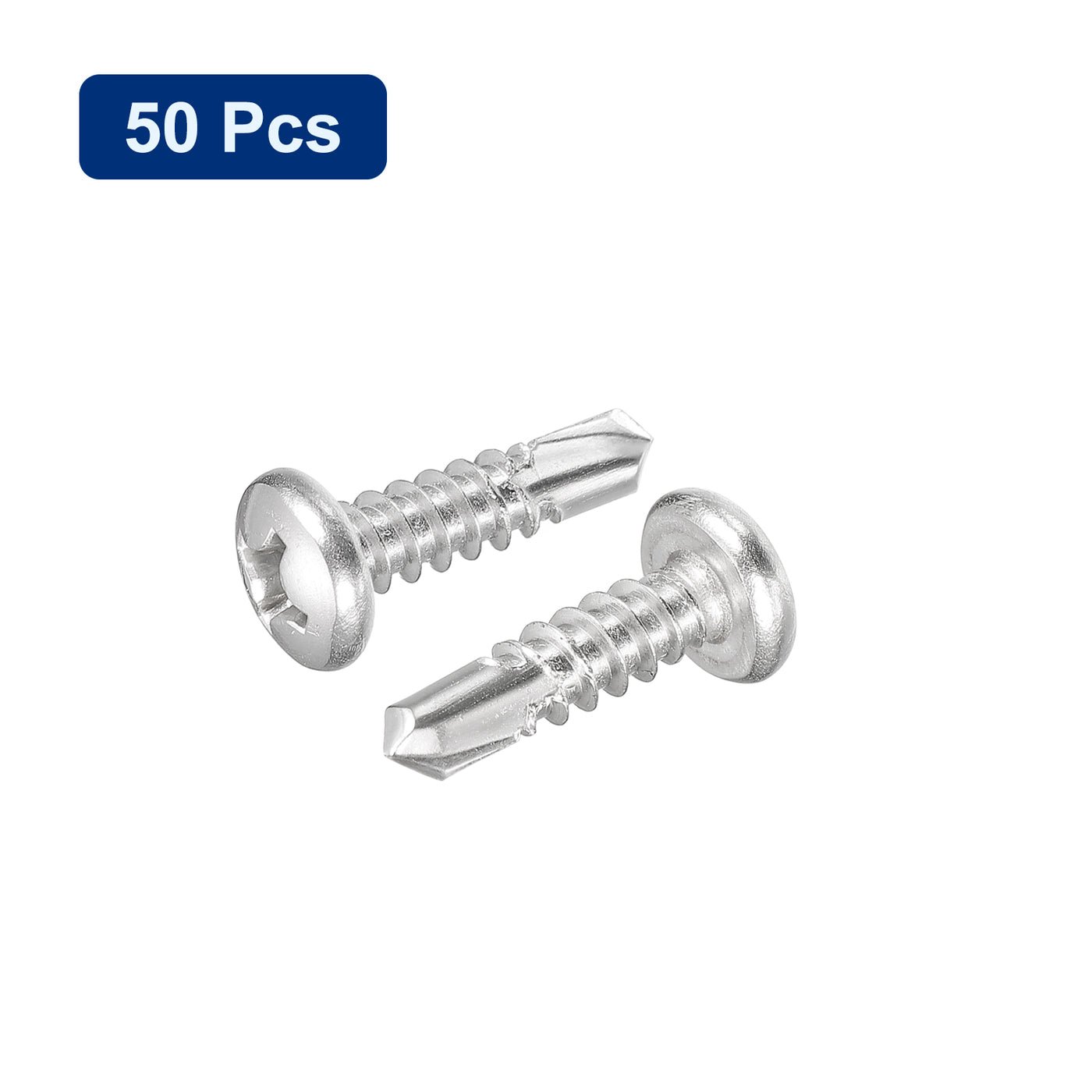uxcell Uxcell #12 x 3/4" Self Drilling Screws, 50pcs Phillips Pan Head Self Tapping Screws