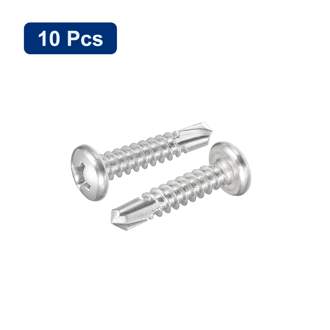 uxcell Uxcell #12 x 1" Self Drilling Screws, 10pcs Phillips Pan Head Self Tapping Screws