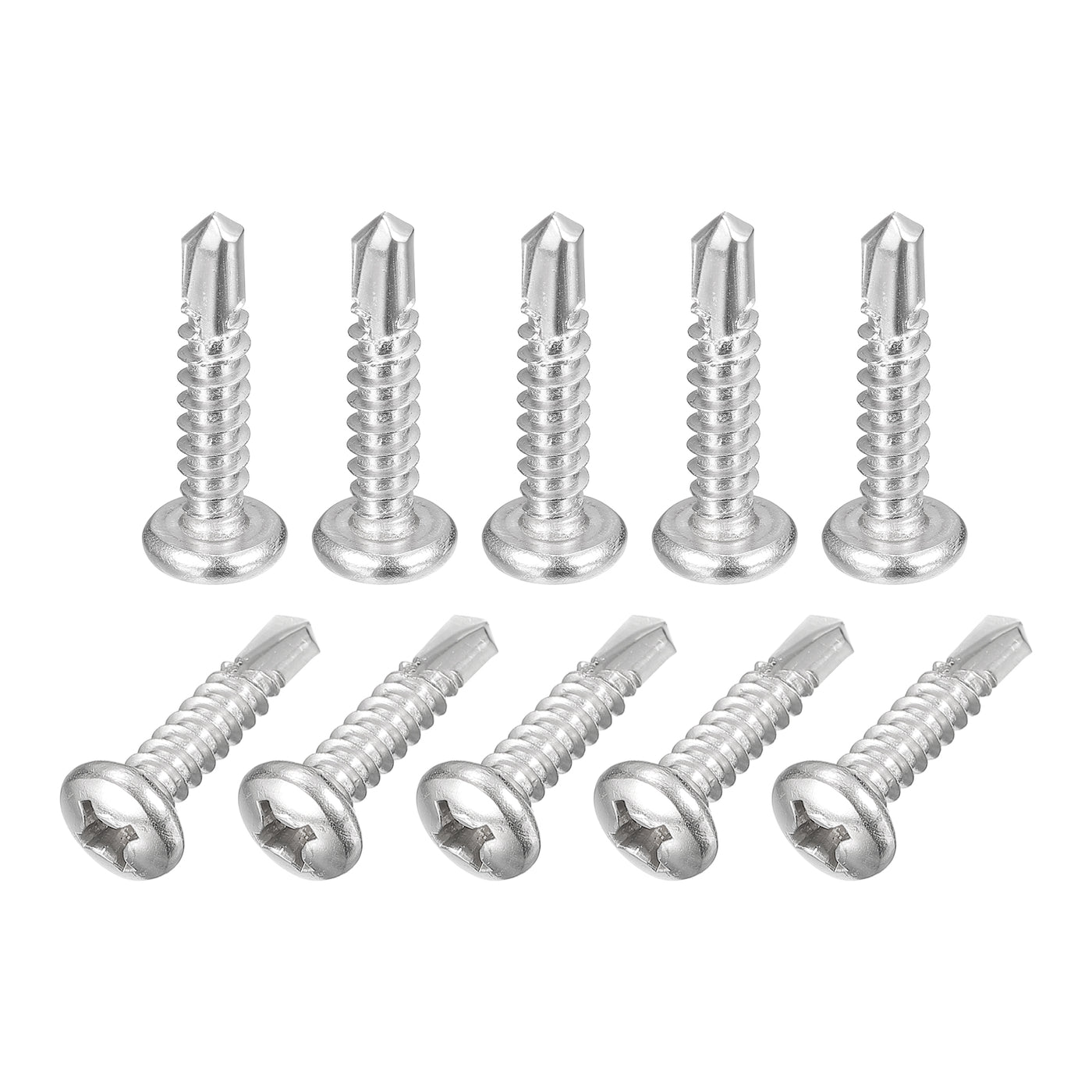 uxcell Uxcell #12 x 1" Self Drilling Screws, 10pcs Phillips Pan Head Self Tapping Screws