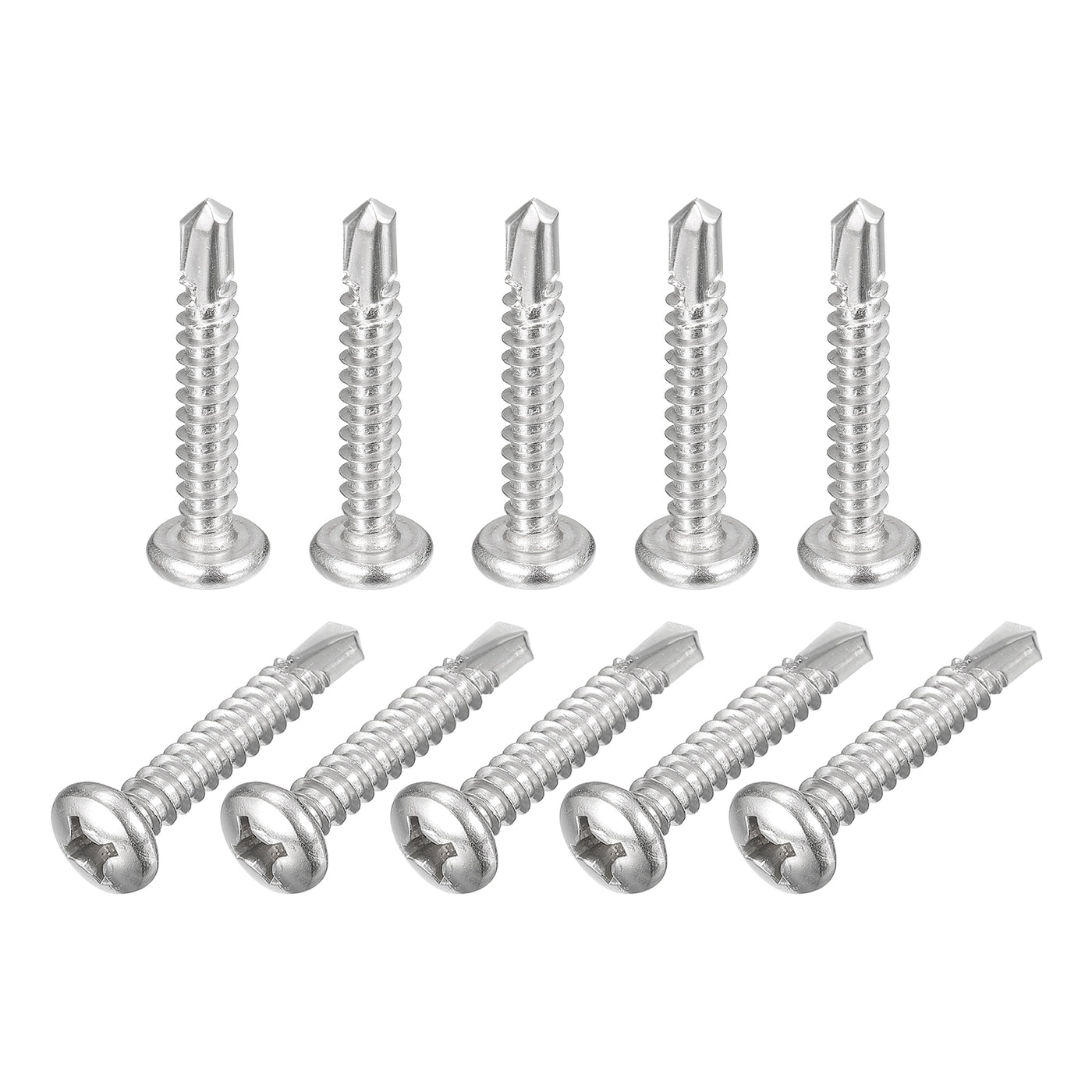 uxcell Uxcell #12 x 1-1/4" Self Drilling Screws, 10pcs Phillips Pan Head Self Tapping Screws