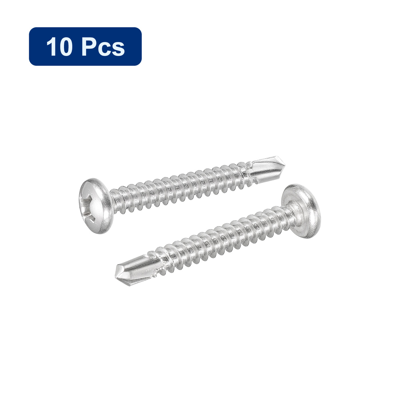 uxcell Uxcell #12 x 1-1/2" Self Drilling Screws, 10pcs Phillips Pan Head Self Tapping Screws