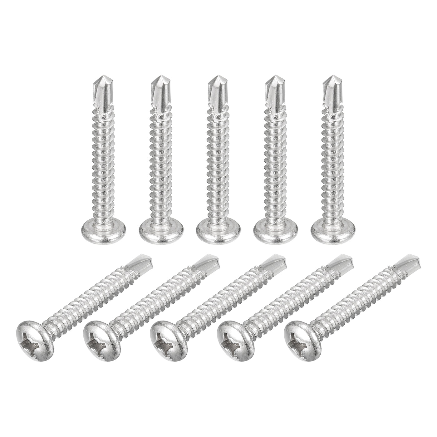 uxcell Uxcell #12 x 1-1/2" Self Drilling Screws, 10pcs Phillips Pan Head Self Tapping Screws