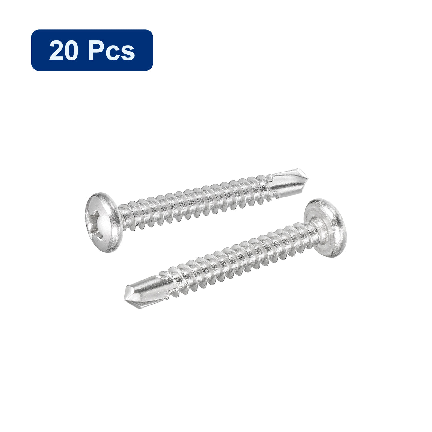 uxcell Uxcell #12 x 1-1/2" Self Drilling Screws, 20pcs Phillips Pan Head Self Tapping Screws