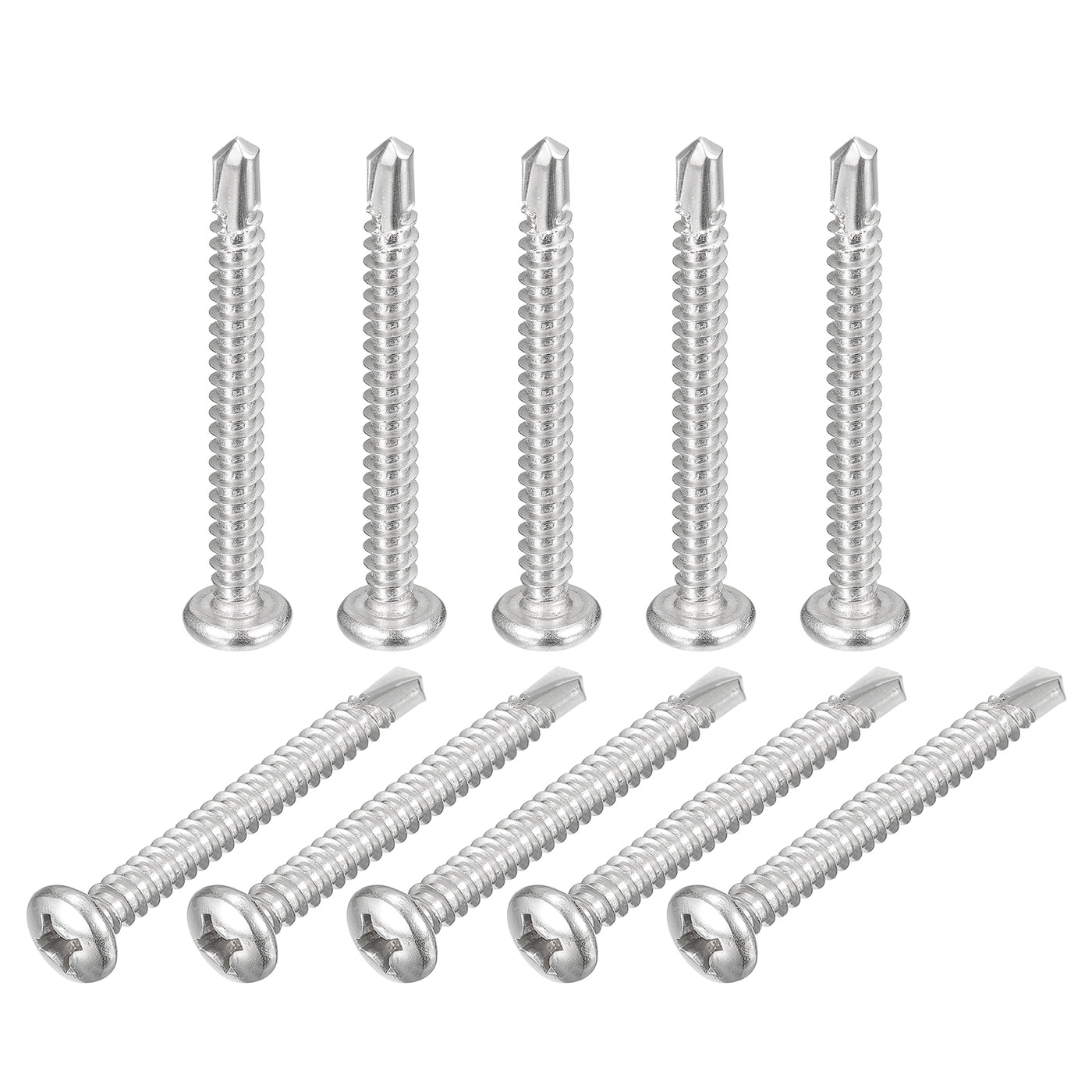 uxcell Uxcell #12 x 2" Self Drilling Screws, 20pcs Phillips Pan Head Self Tapping Screws