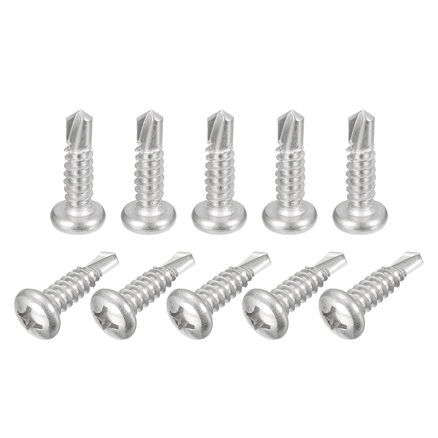 uxcell Uxcell #14 x 1" Self Drilling Screws, 50pcs Phillips Pan Head Self Tapping Screws