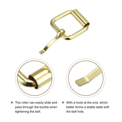 Harfington Uxcell Roller Buckles, 40pcs 20x20mm 3.8mm Thick Metal Belt Pin Buckle, Bronze Tone