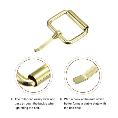Harfington Uxcell Roller Buckles, 60pcs 25x20mm 3.8mm Thick Metal Belt Pin Buckle, Bronze Tone