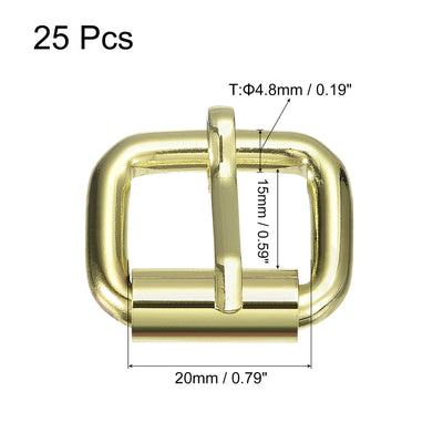 Harfington Uxcell Roller Buckles, 25pcs 20x15mm 4.8mm Thick Metal Belt Pin Buckle, Bronze Tone