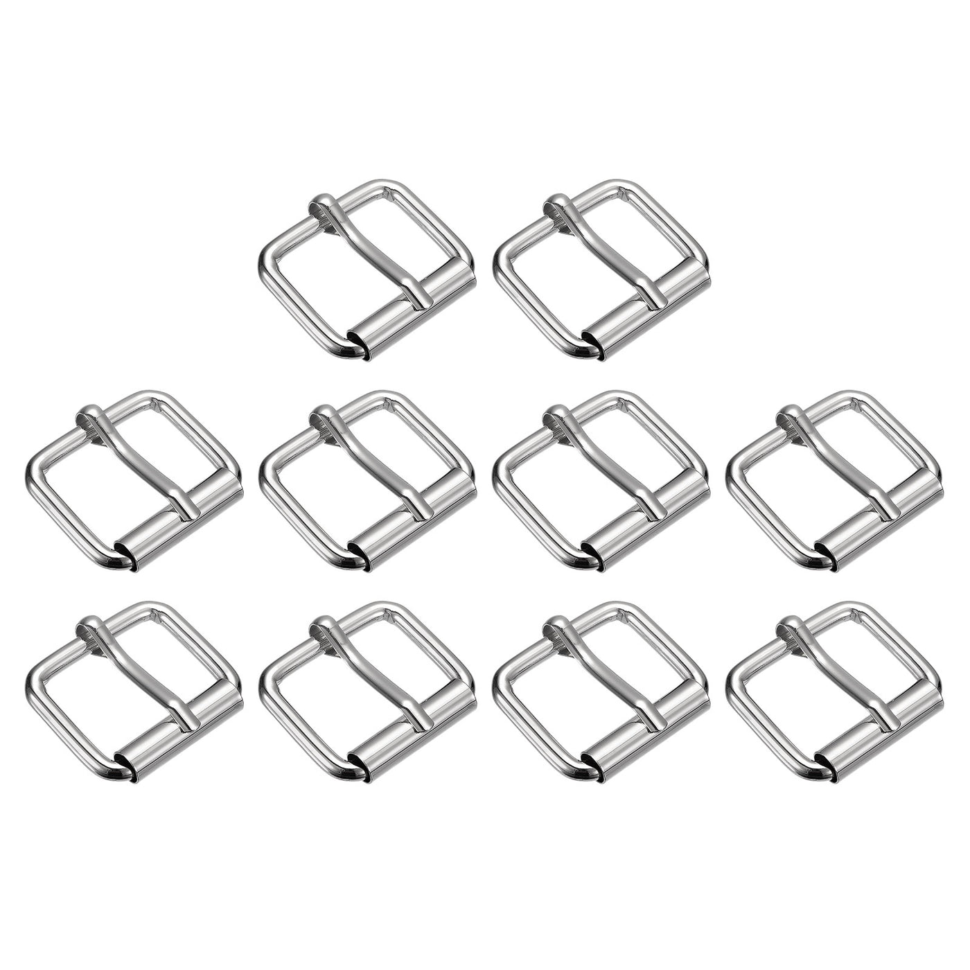 uxcell Uxcell Roller Buckles, 60pcs 25x20mm 3.8mm Thick Metal Belt Pin Buckle, Silver Tone