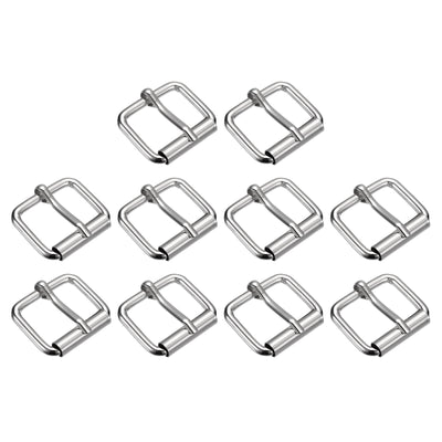 Harfington Uxcell Roller Buckles, 60pcs 25x20mm 3.8mm Thick Metal Belt Pin Buckle, Silver Tone