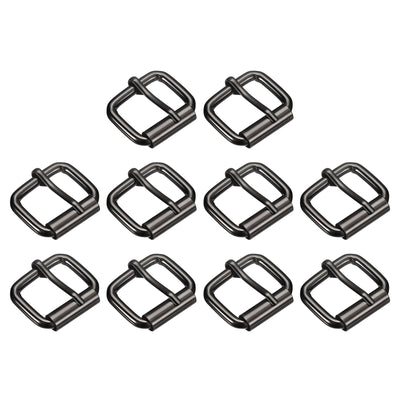 Harfington Uxcell Roller Buckles, 10pcs 25x20mm 4.8mm Thick Metal Belt Pin Buckle, Dark Gray