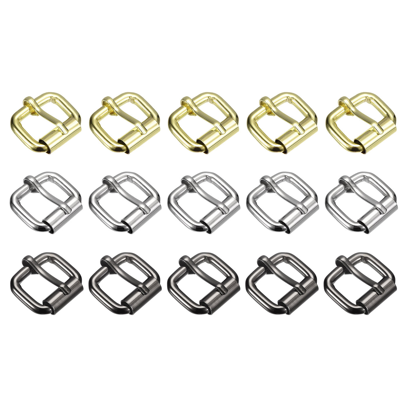 uxcell Uxcell Roller Buckles, 15pcs 20x15mm 4.8mm Thick Metal Belt Pin Buckle, 3 Colors