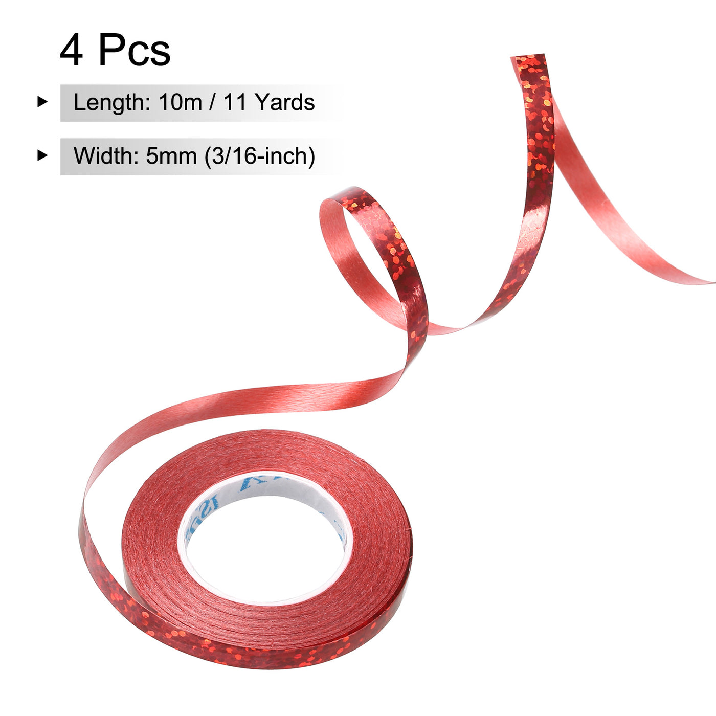 Harfington Curling Ribbon Crimped Balloon String 3/16" 11 Yards 4 Roll for Party Decoration Gift Wrapping Crafts Red