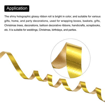 Harfington Curling Ribbon Crimped Balloon String Metallic 3/16" 11 Yards 2pcs for Christmas Wedding Gift Crafts Florists Decoration Gold