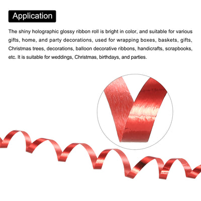Harfington Curling Ribbon Crimped Balloon String Metallic 3/16" 11 Yards 2pcs for Christmas Wedding Gift Crafts Florists Decoration Red