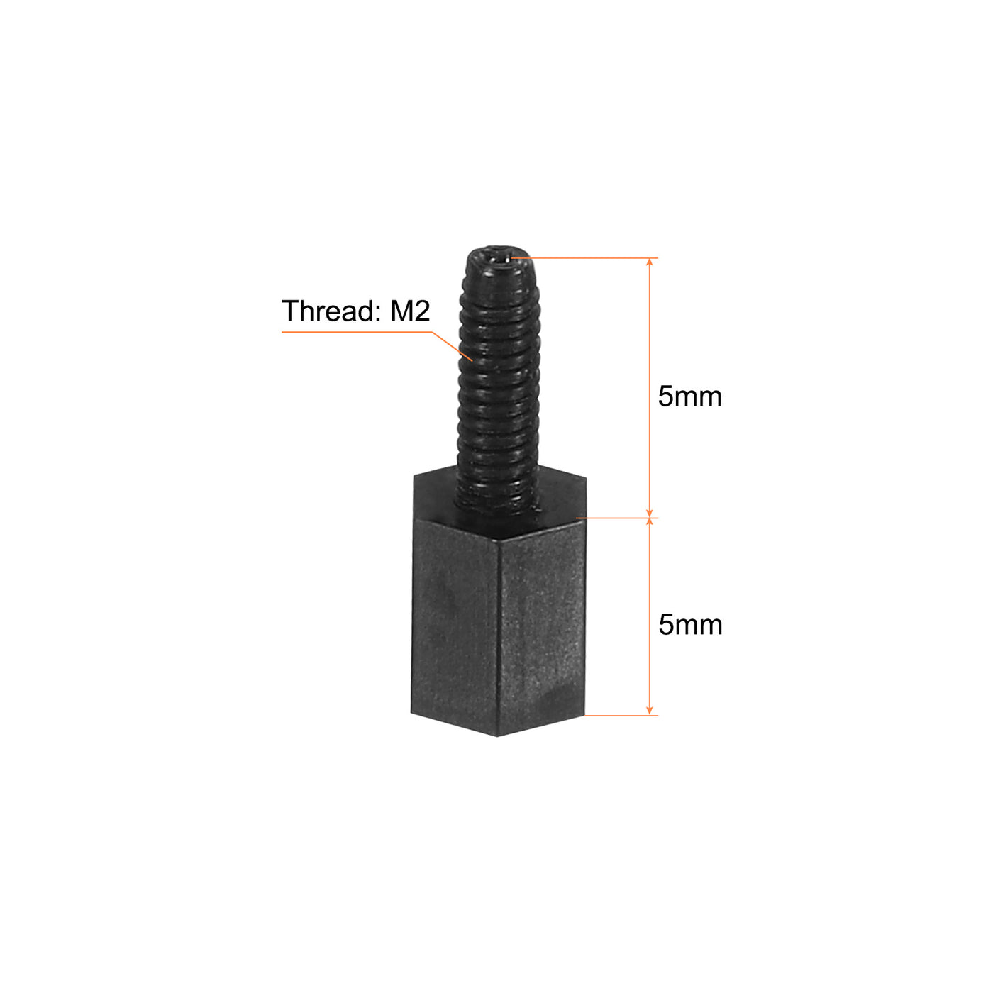 Harfington M2 Nylon Hex Standoff Screws Nuts, 100Pack PCB Threaded Kit(6mm+5mm, Black)