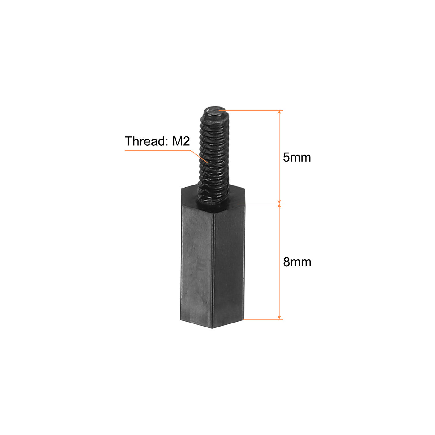 Harfington M2 Nylon Hex Standoff Screws Nuts, 100Pack PCB Threaded Kit(8mm+5mm, Black)
