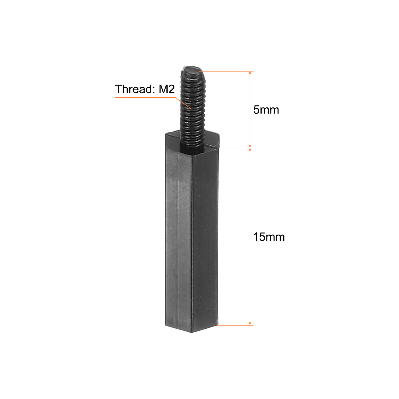Harfington M2 Nylon Hex Standoff Screws Nuts, 100Pack PCB Threaded Kit(15mm+5mm, Black)