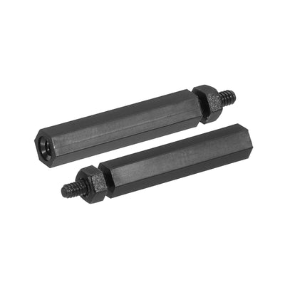 Harfington M2 Nylon Hex Standoff Screws Nuts, 50Pack PCB Threaded Kit(20mm+5mm, Black)