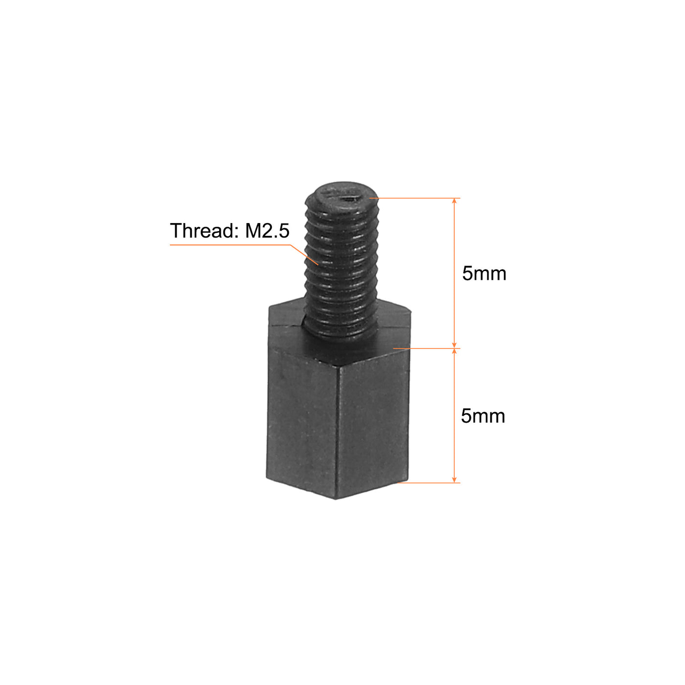 Harfington M2.5 Nylon Hex Standoff Screws Nuts, 100Pack PCB Threaded Kit(5mm+5mm, Black)