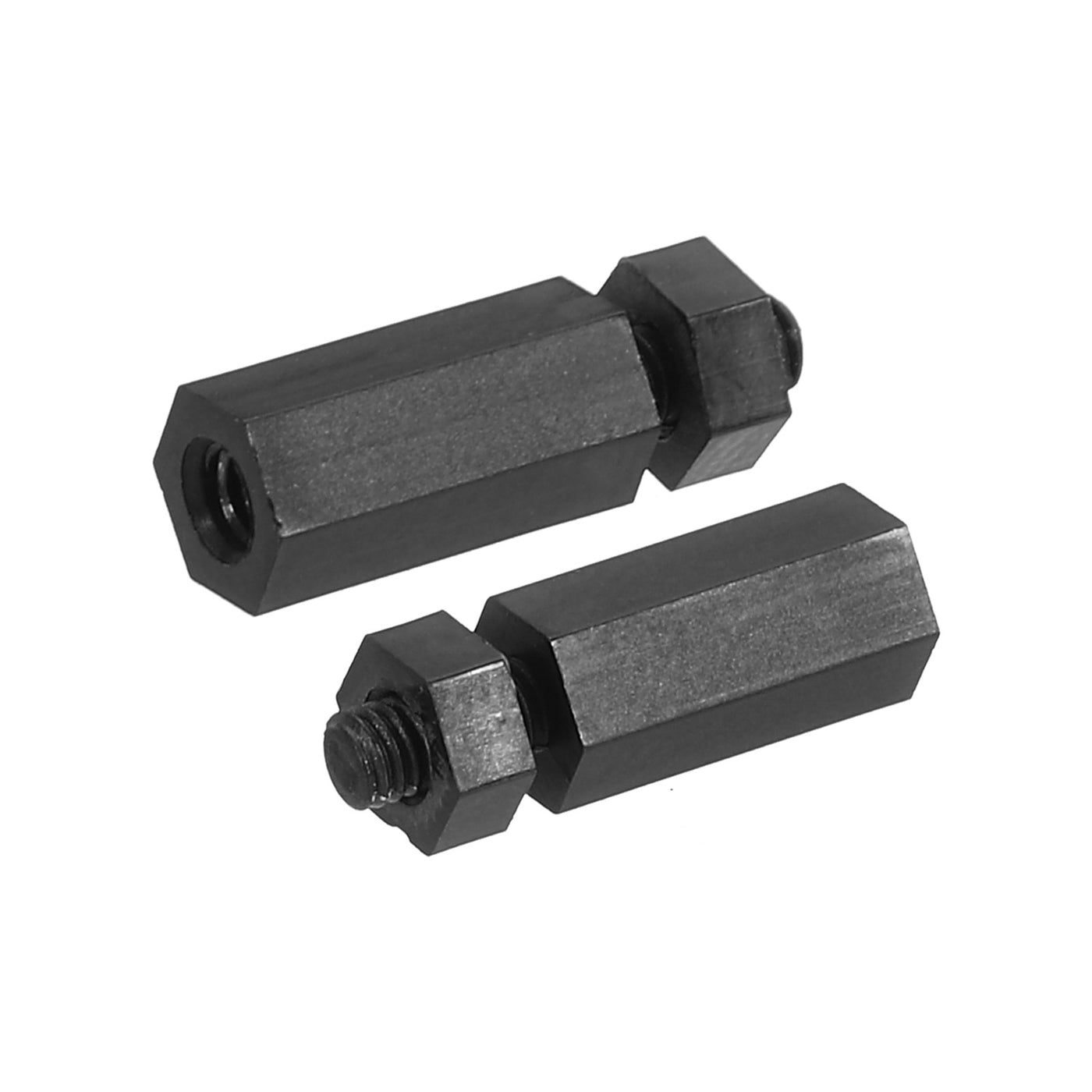 Harfington M2.5 Nylon Hex Standoff Screws Nuts, 100Pack PCB Threaded Kit(10mm+5mm, Black)