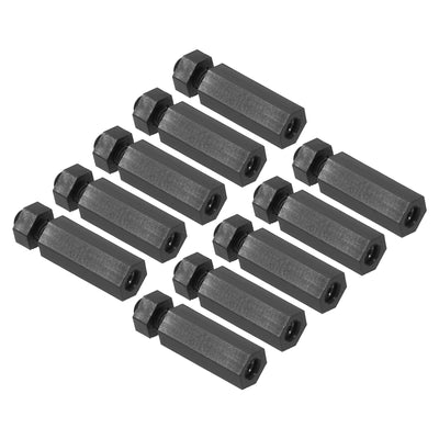 Harfington M2.5 Nylon Hex Standoff Screws Nuts, 100Pack PCB Threaded Kit(12mm+5mm, Black)