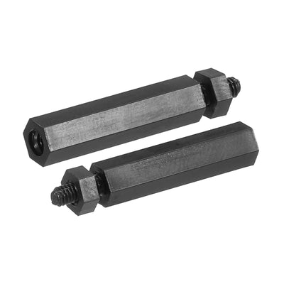 Harfington M2.5 Nylon Hex Standoff Screws Nut, 100Pack PCB Threaded Kit(20+5mm, Black)