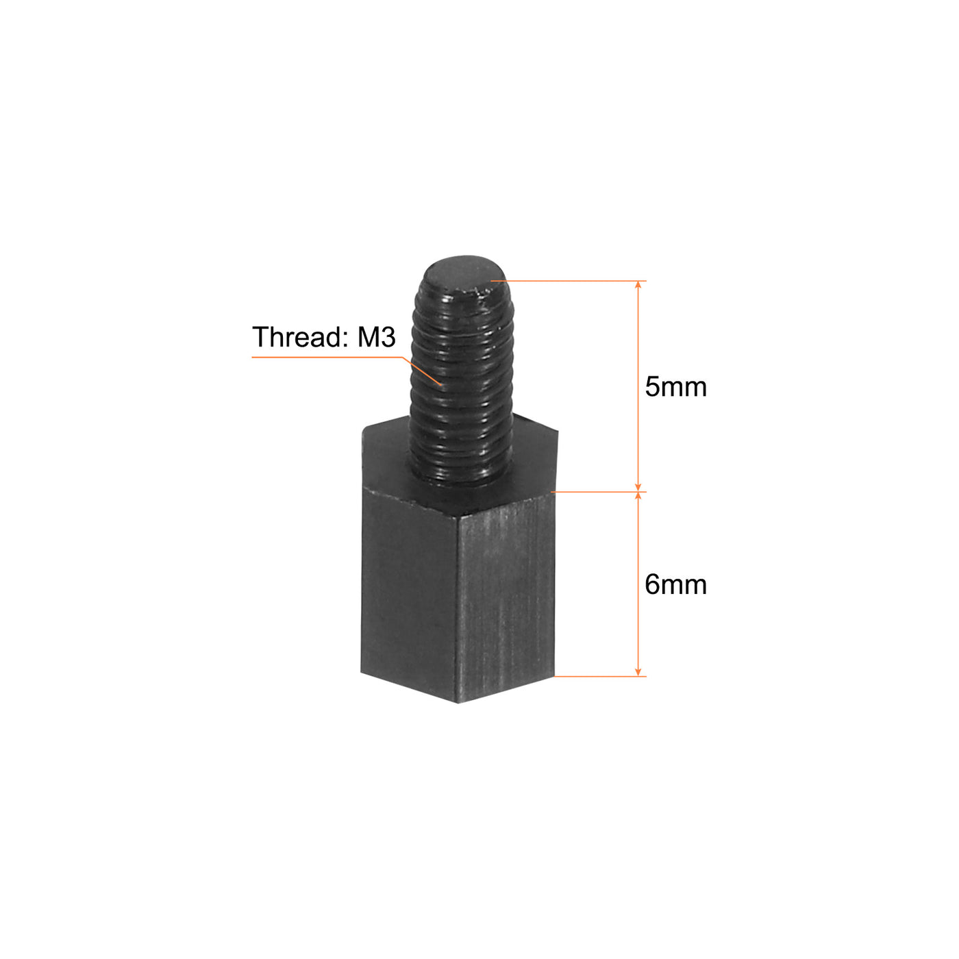Harfington M3 Nylon Hex Standoff Screws Nuts, 200Pack PCB Threaded Kit(6mm+5mm, Black)