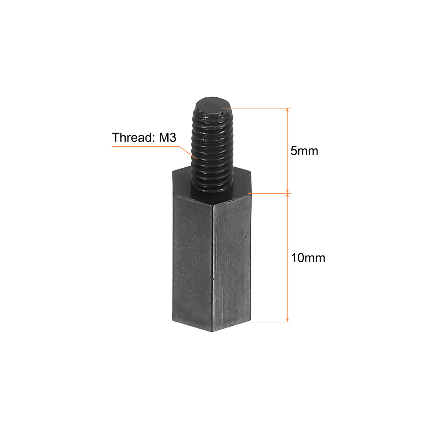 Harfington M3 Nylon Hex Standoff Screws Nuts, 200Pack PCB Threaded Kit(10mm+5mm, Black)