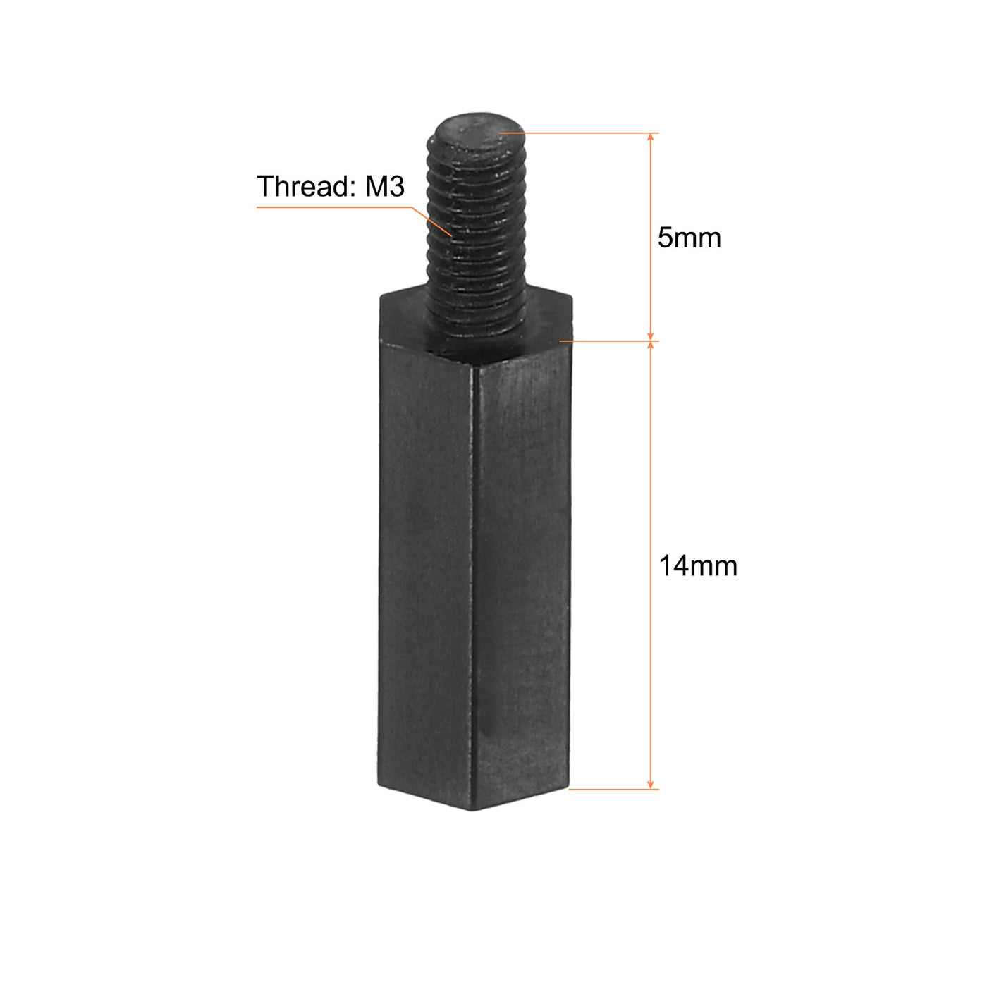 Harfington M3 Nylon Hex Standoff Screws Nuts, 200Pack PCB Threaded Kit(14mm+5mm, Black)