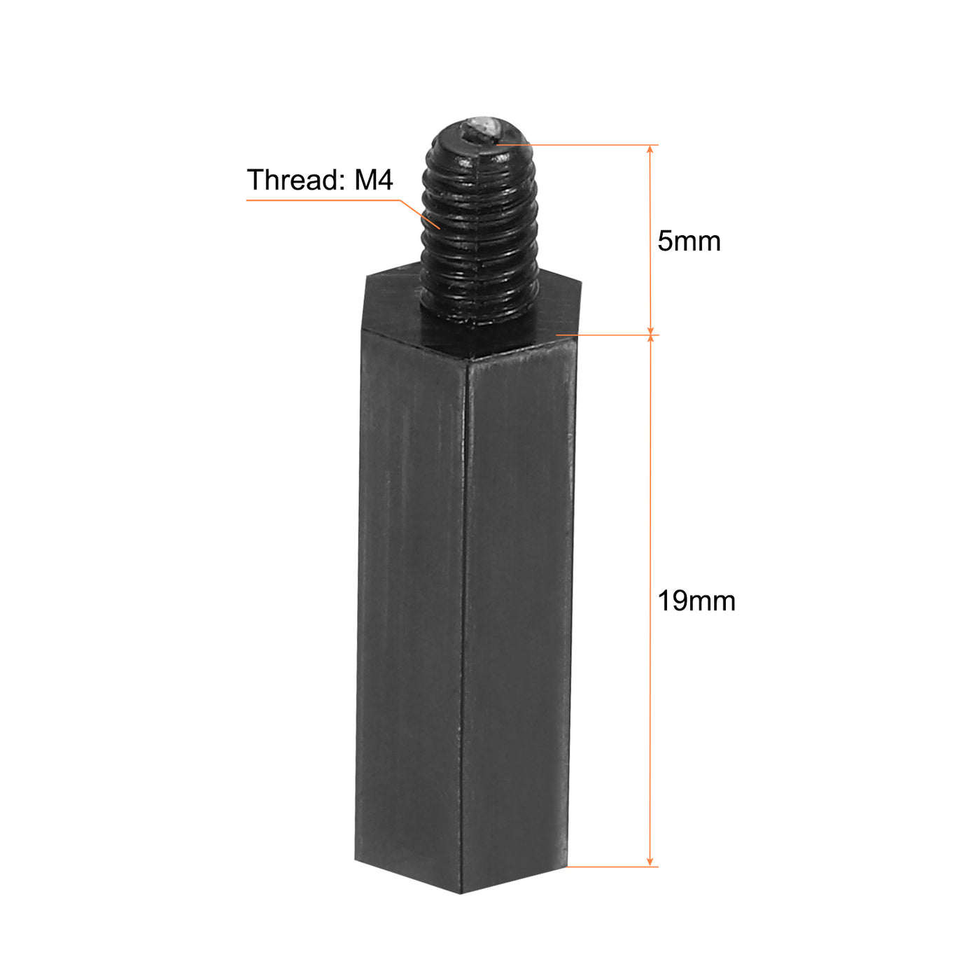 Harfington M4 Nylon Hex Standoff Screws Nuts, 100Pack PCB Threaded Kit(19mm+5mm, Black)