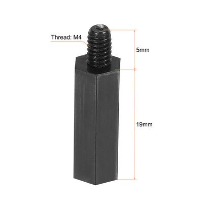 Harfington M4 Nylon Hex Standoff Screws Nuts, 100Pack PCB Threaded Kit(19mm+5mm, Black)