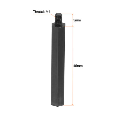 Harfington M4 Nylon Hex Standoff Screws Nuts, 40Pack PCB Threaded Kit(45mm+5mm, Black)