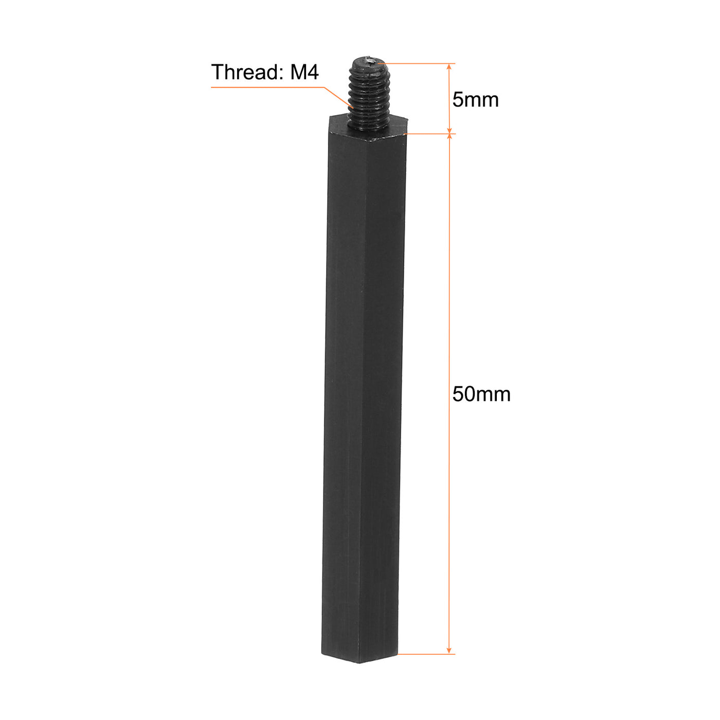 Harfington M4 Nylon Hex Standoff Screws Nuts, 40Pack PCB Threaded Kit(50mm+5mm, Black)