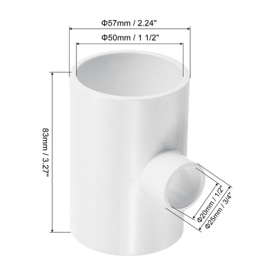 Harfington 1 1/2" x 1/2" 3 Way Tee Pipe Fittings UPVC, 3 Pack Joint Coupling Pipe, White