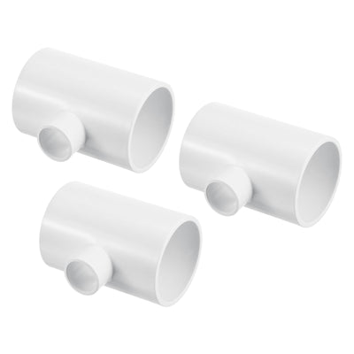 Harfington 1 1/2" x 1/2" 3 Way Tee Pipe Fittings UPVC, 3 Pack Joint Coupling Pipe, White