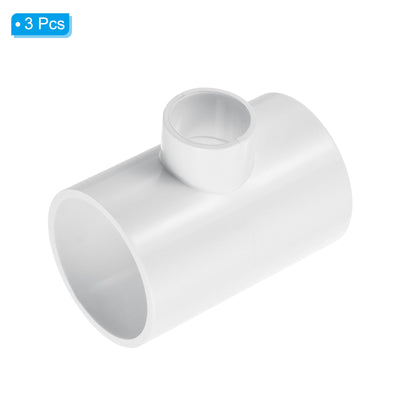 Harfington 1 1/2" x 3/4" 3 Way Tee Pipe Fittings UPVC, 3 Pack Joint Coupling Pipe, White