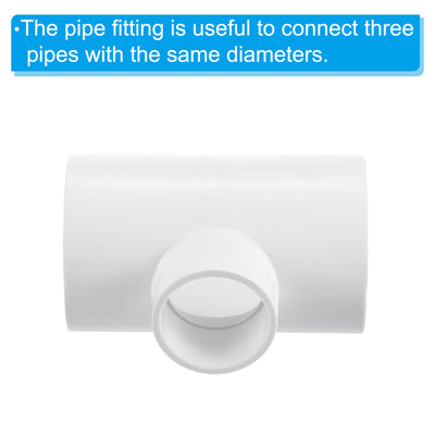 Harfington 1 1/2" x 1" 3 Way Tee Pipe Fittings UPVC, Joint Coupling Pipe Adapter, White