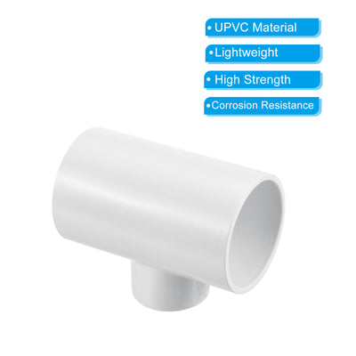Harfington 1 1/2" x 1" 3 Way Tee Pipe Fittings UPVC, 2 Pack Joint Coupling Pipe, White