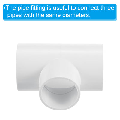 Harfington 1 1/2" x 1 1/4" 3 Way Tee Pipe Fittings UPVC, Joint Coupling Pipe Adapter, White