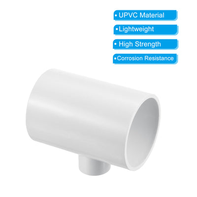Harfington 2" x 3/4" 3 Way Tee Pipe Fittings UPVC, 3 Pack Joint Coupling Pipe, White