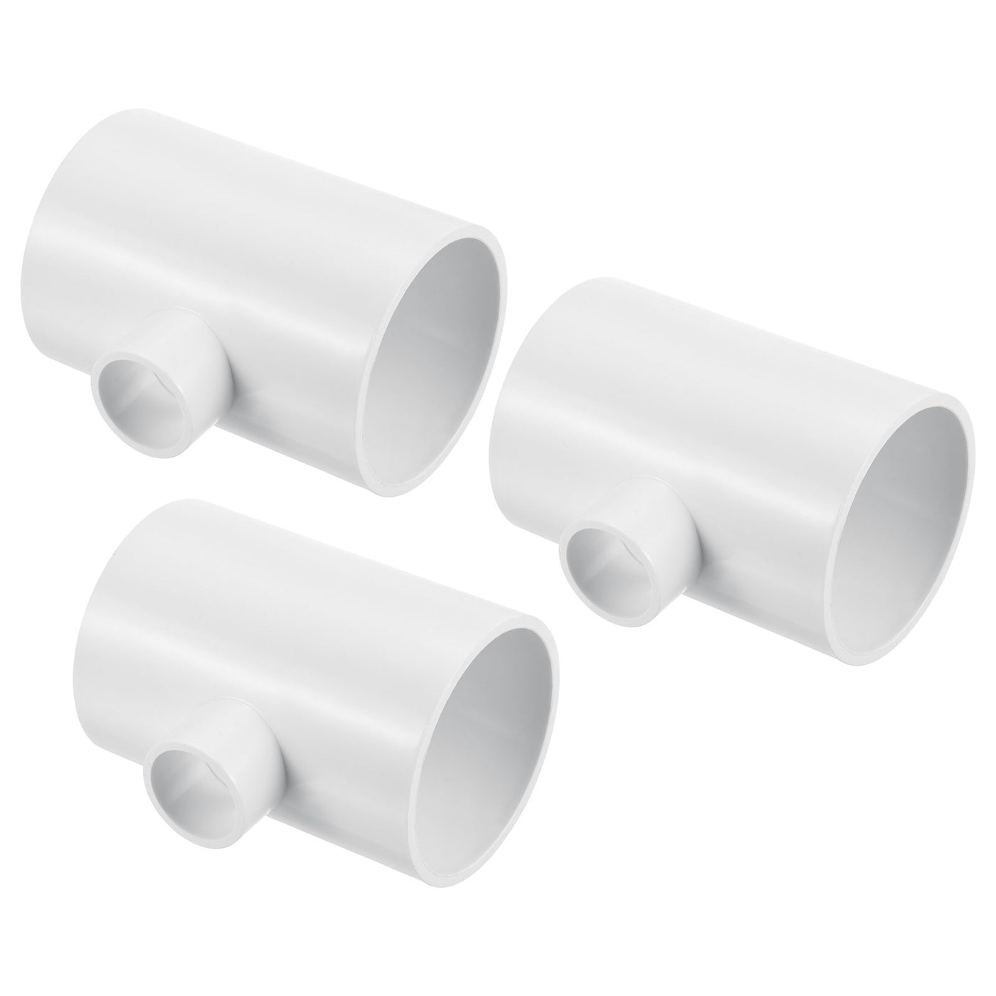 Harfington 2" x 3/4" 3 Way Tee Pipe Fittings UPVC, 3 Pack Joint Coupling Pipe, White
