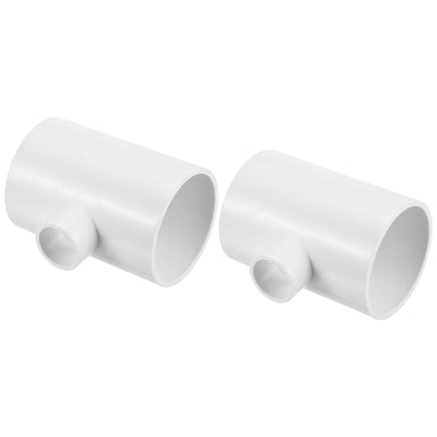 Harfington 2" x 3/4" 3 Way Tee Pipe Fittings UPVC, 2 Pack Joint Coupling Pipe, White