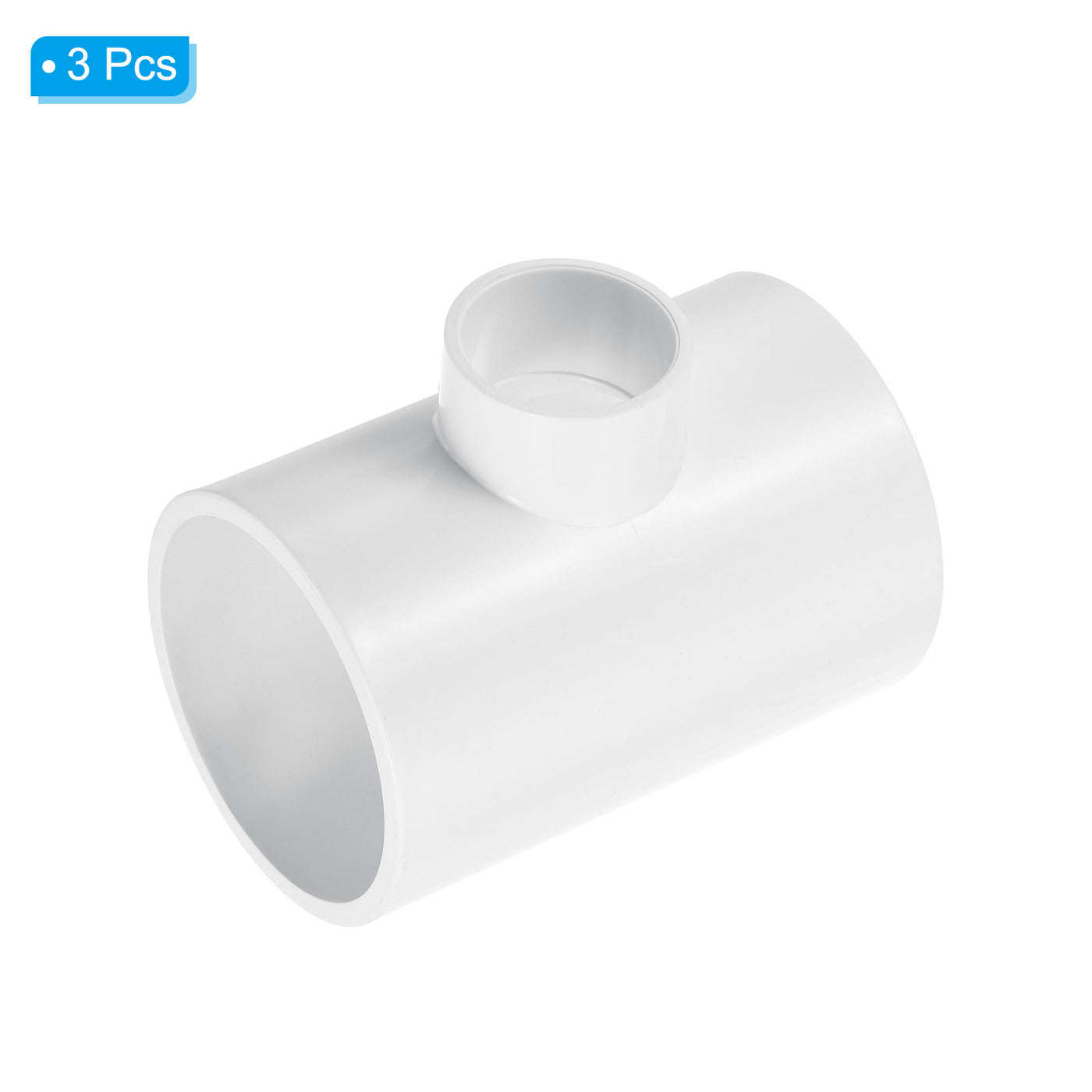 Harfington 2" x 1" 3 Way Tee Pipe Fittings UPVC, 3 Pack Joint Coupling Pipe Adapter, White