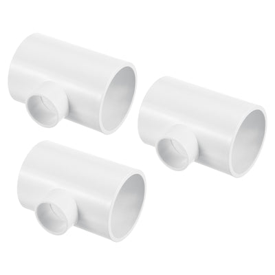 Harfington 2" x 1" 3 Way Tee Pipe Fittings UPVC, 3 Pack Joint Coupling Pipe Adapter, White